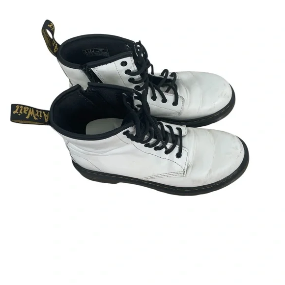 Dr.Martens‎ White Leather Lace Up/ Zipper Closure Boots Mens S4 Ladies Size 5